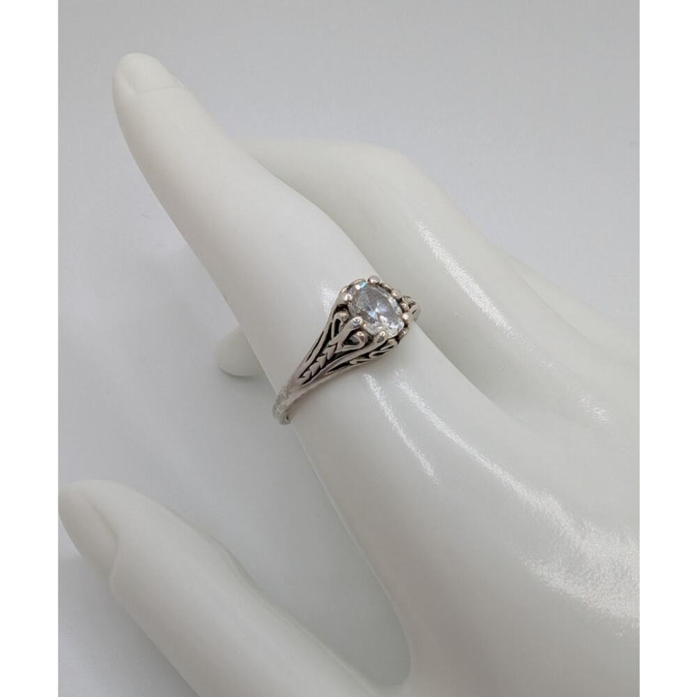 Vintage Kabana Signed Ornate Sterling Silver and CZ Ring Size 8.75